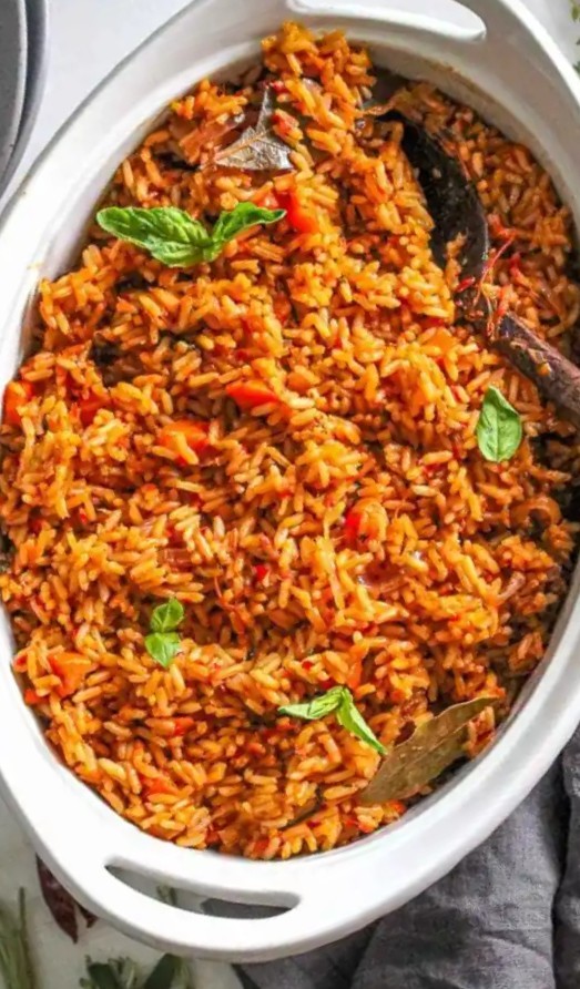 Nigerian jollof rice prepared for events
